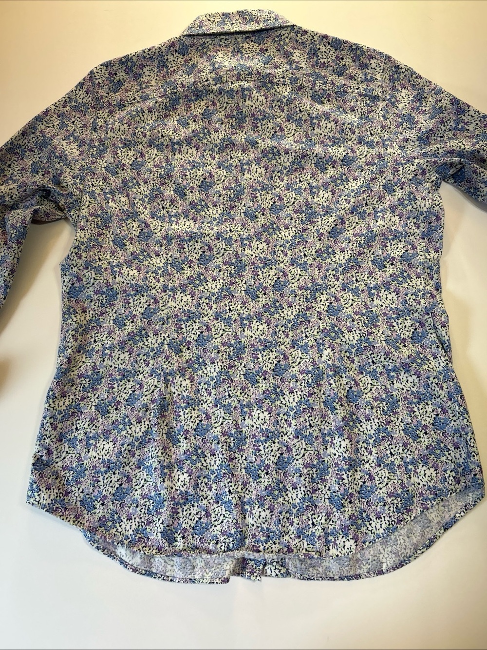 Chaps Blouse Shirt Top Floral No Iron Button Bloomcore Mature Blue Fairycore S/P - Picture 4 of 9